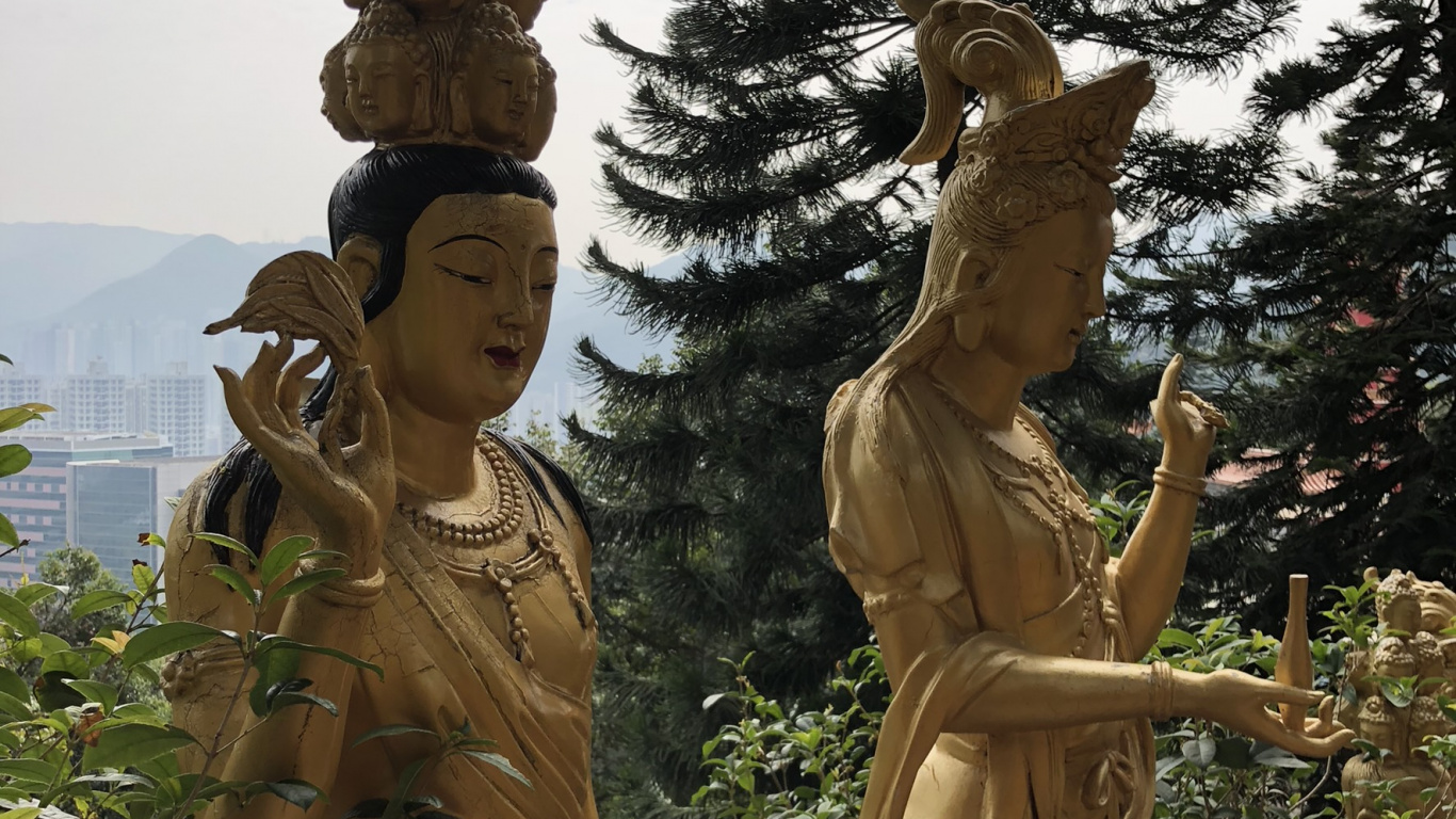 Обои статуя, человек, скульптура, арт, храм в разрешении 1366x768