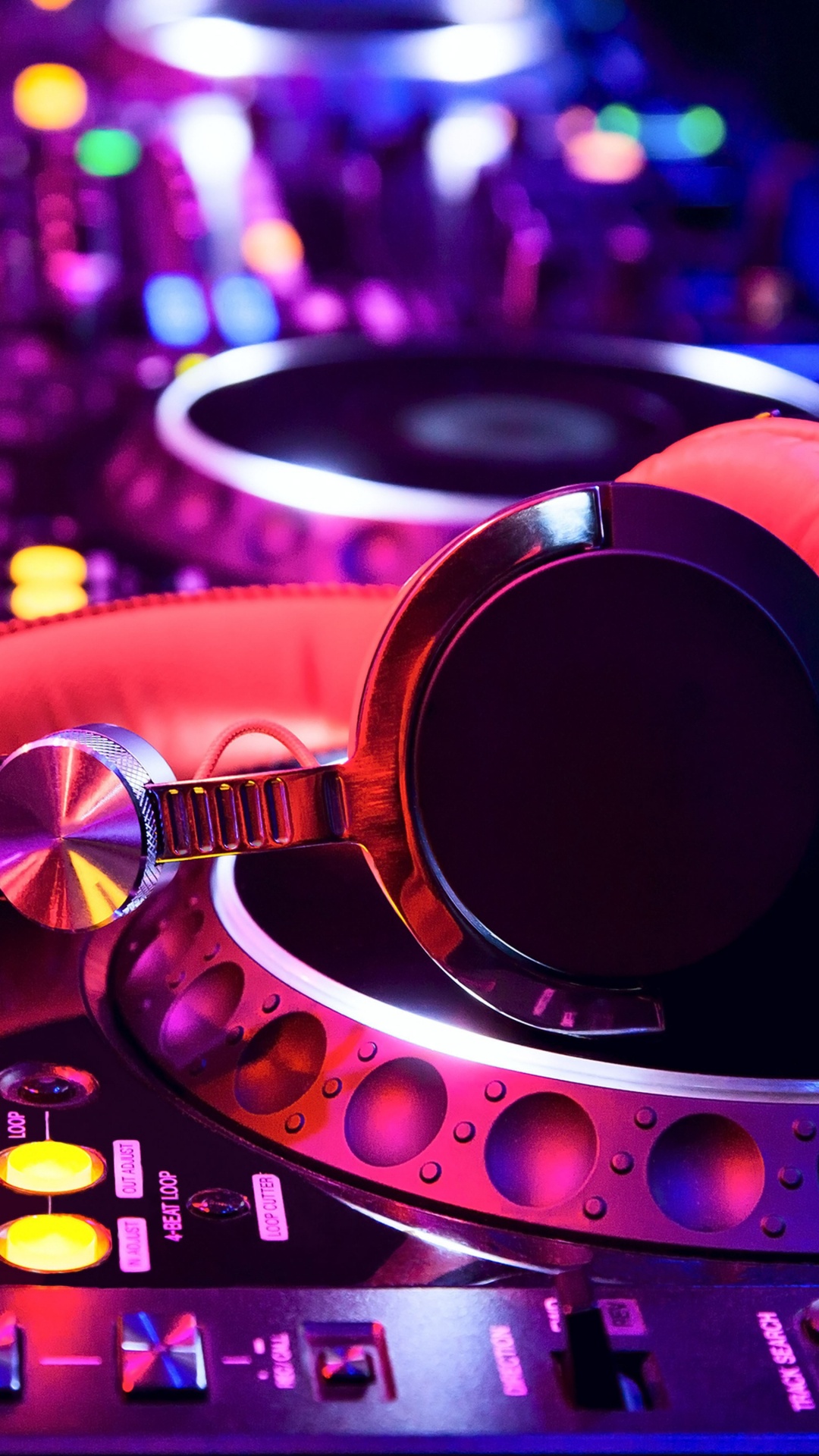 Обои звуковое оборудование, ночной клуб, диск жокей, диджей, пурпурный цвет в разрешении 1080x1920