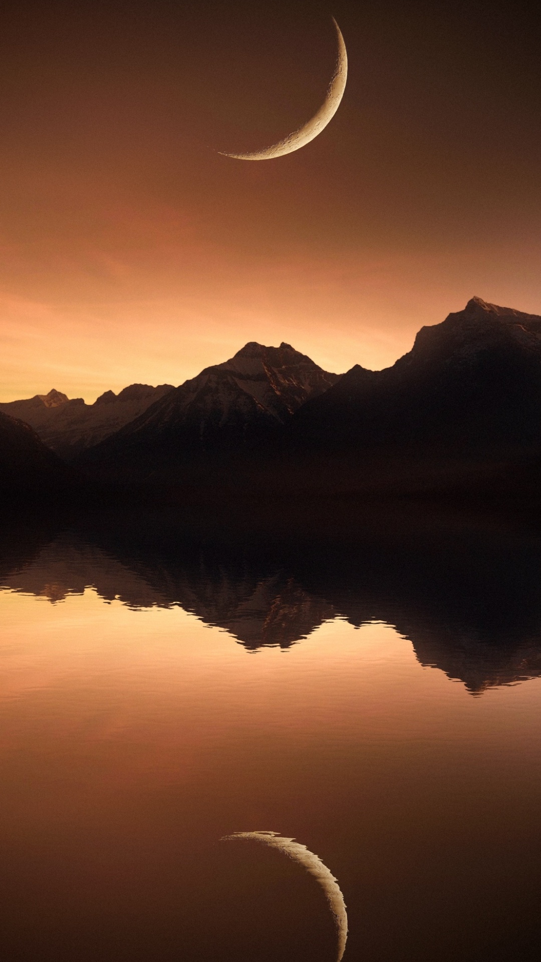 Обои вода, атмосфера, гора, белые, луна в разрешении 1080x1920