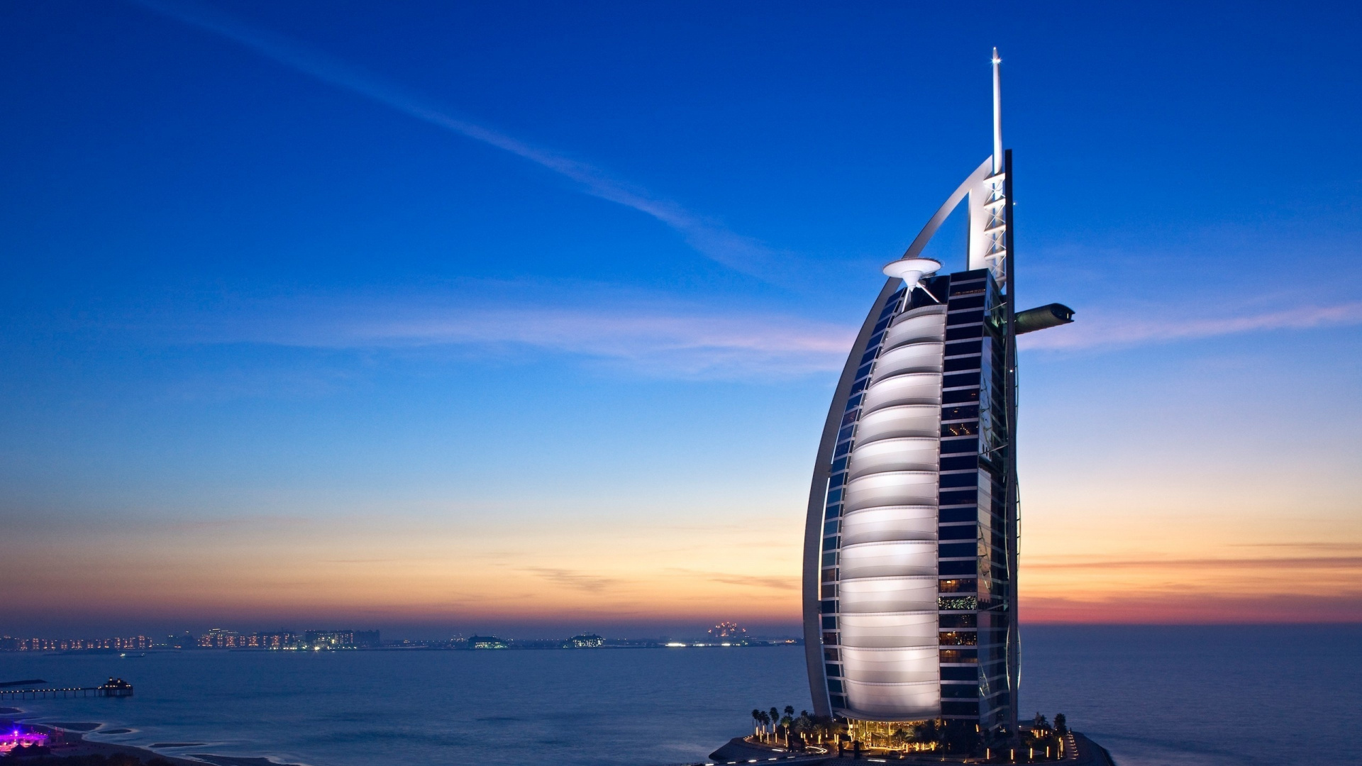 Обои Бурдж Халифа, вышка, ориентир, небоскреб, море в разрешении 1920x1080