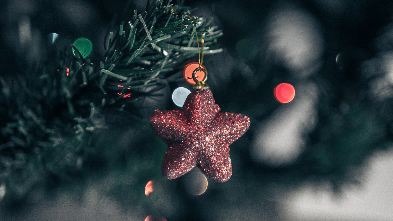 Обои орнамент, Рождественский день, Рождественские украшения, елка, рождественский орнамент в разрешении 1366x768