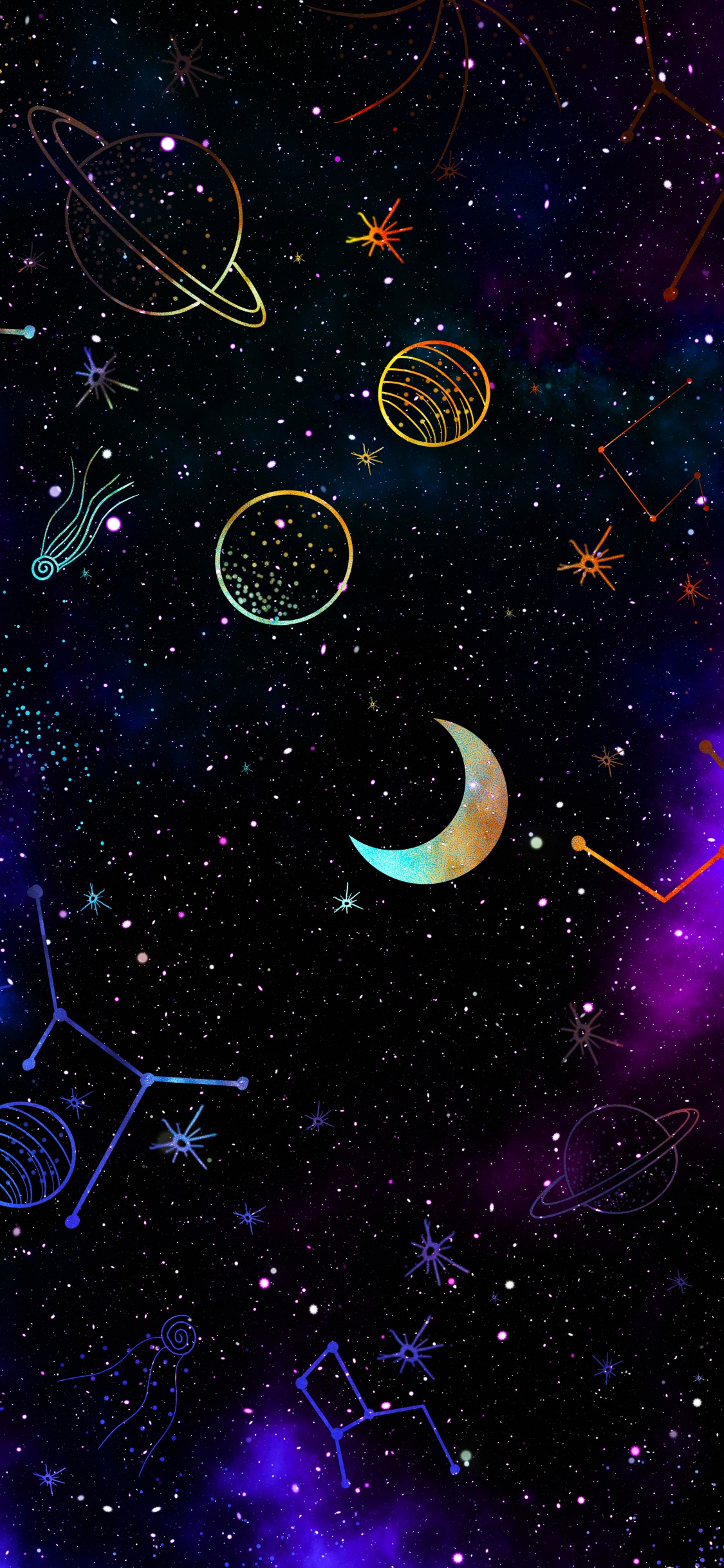 Обои Галактика, атмосфера, мир, луна, астрономический объект в разрешении 1125x2436