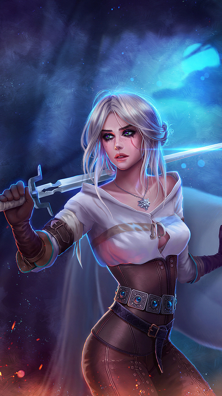 Обои Ведьмак 3 дикая охота, цири, Геральт из ривии, Ведьмак, Йеннифэр в разрешении 750x1334