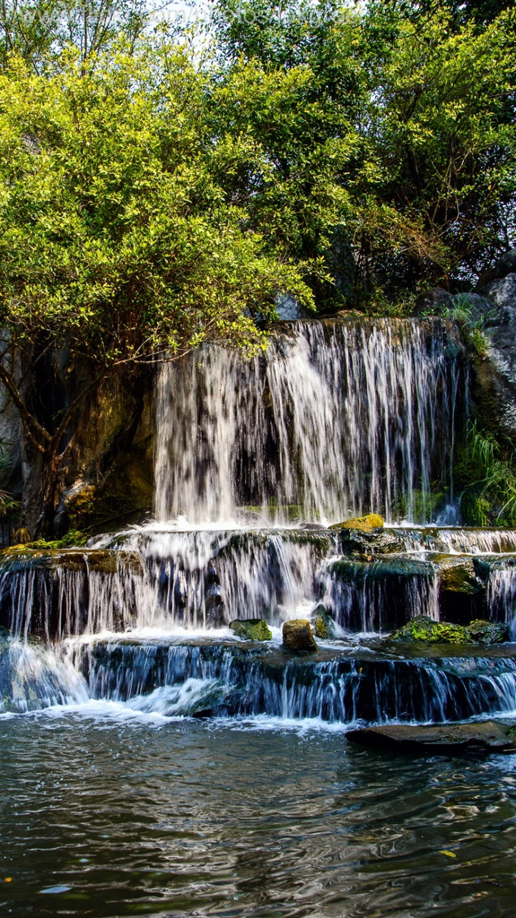 Обои водопад, гидроресурсы, водоем, природа, вода в разрешении 750x1334