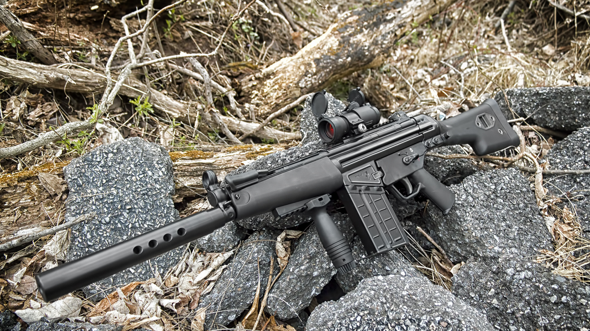 Обои орудие, хеклер Кох, огнестрельное оружие, винтовка, штурмовая винтовка в разрешении 1920x1080