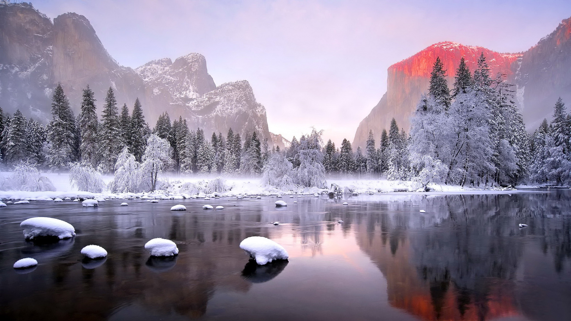 Обои отражение, природа, зима, замораживание, дикая местность в разрешении 1920x1080