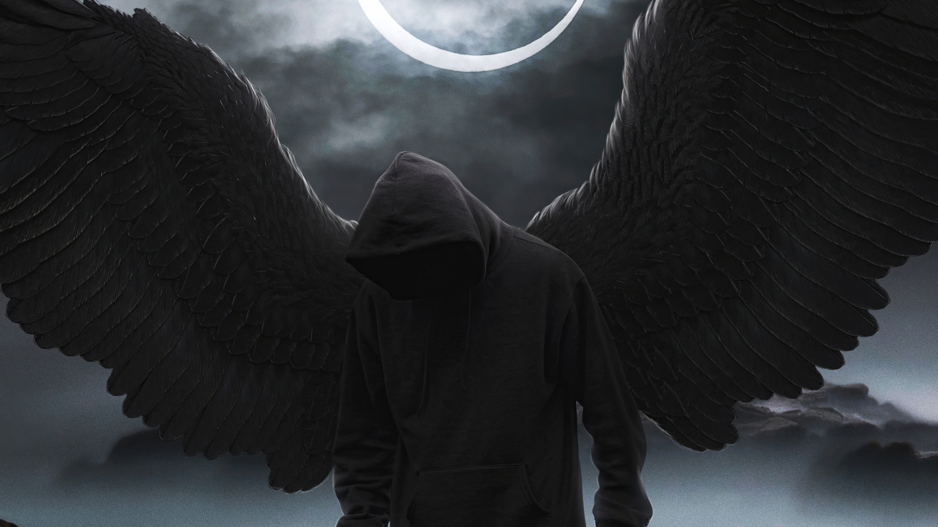 Обои темнота, атмосфера, белые, природа, черный в разрешении 1366x768