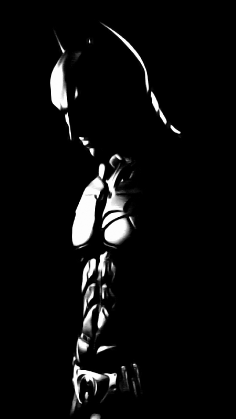 Обои Бэтмен, Темный Рыцарь Трилогия, черный, темнота, монохромный в разрешении 750x1334
