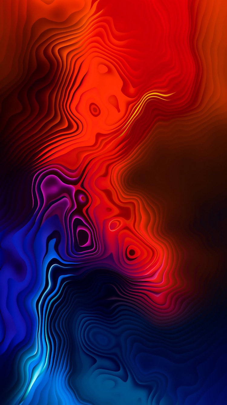 Обои три цвета, цветной, арт, абстрактное искусство, красочность в разрешении 750x1334