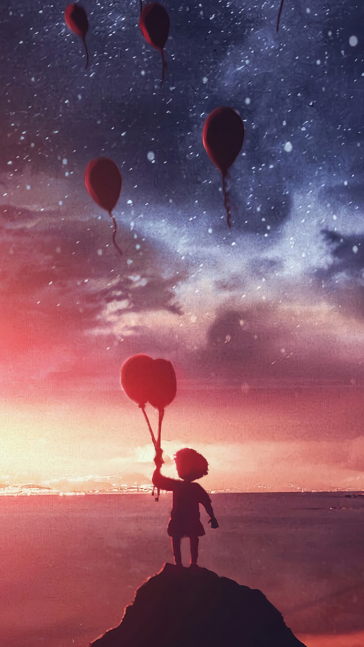 Обои облако, атмосфера, послесвечение, растение, природа в разрешении 720x1280