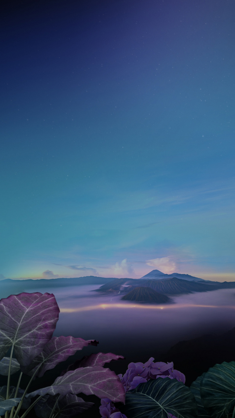 Обои LG, LG Q70, горный хребет, саммит, вулканического рельефа в разрешении 750x1334