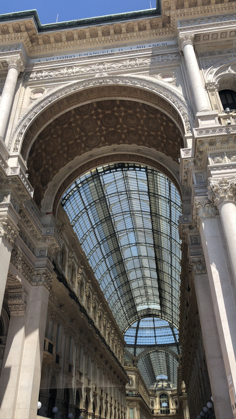 Обои Галерея Витторио Эмануэле II, классическая архитектура, архитектура, арка, ориентир в разрешении 750x1334