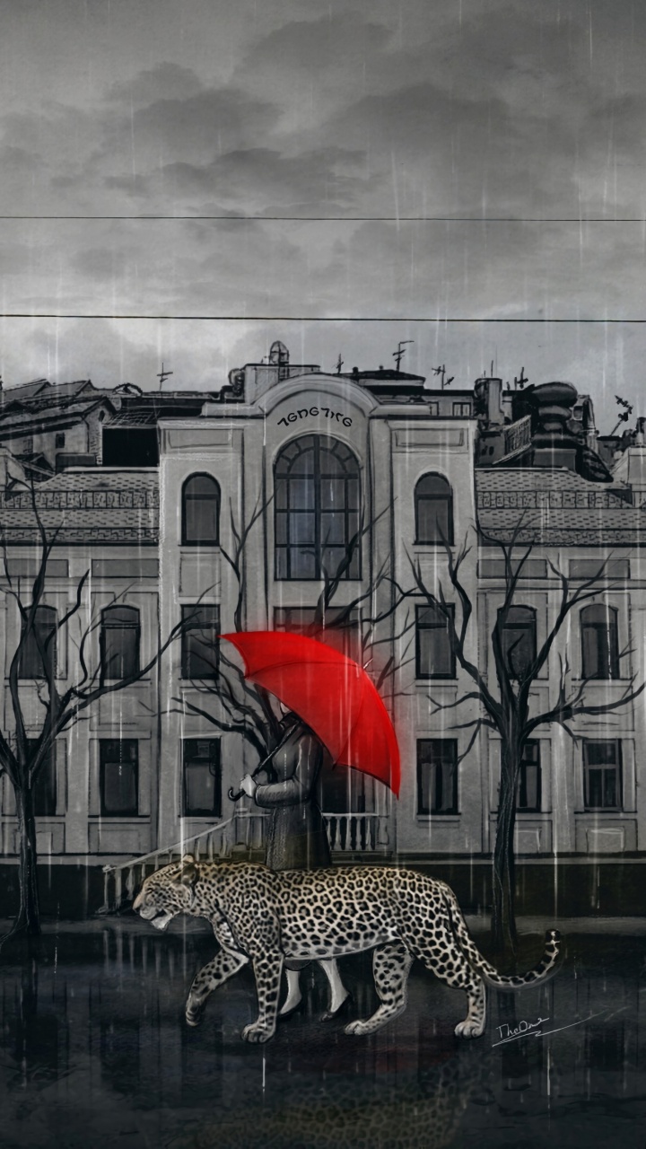 Обои фасад, уличное искусство, арт, иллюстрация, черный и белый в разрешении 720x1280