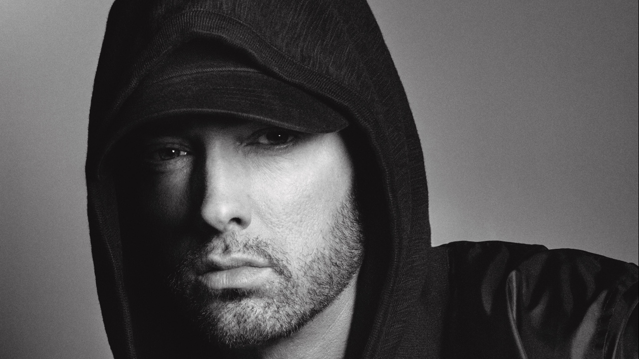 Обои eminem, реппер, камикадзе, концерт, лицо в разрешении 1280x720