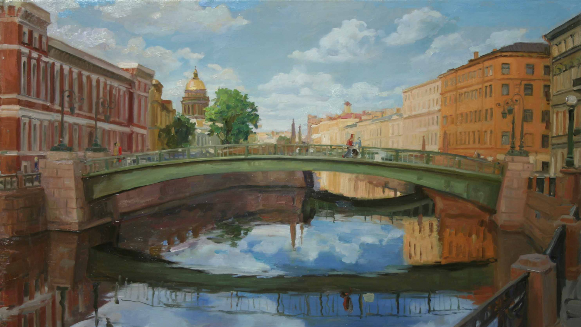 Обои канал, живопись, акварельная живопись, акварельные краски, водный путь в разрешении 1920x1080