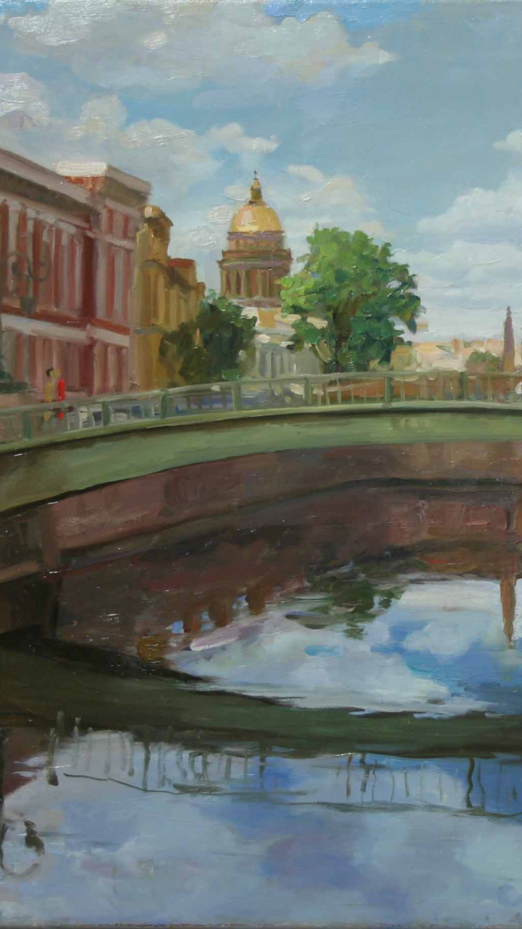 Обои канал, живопись, акварельная живопись, акварельные краски, водный путь в разрешении 750x1334