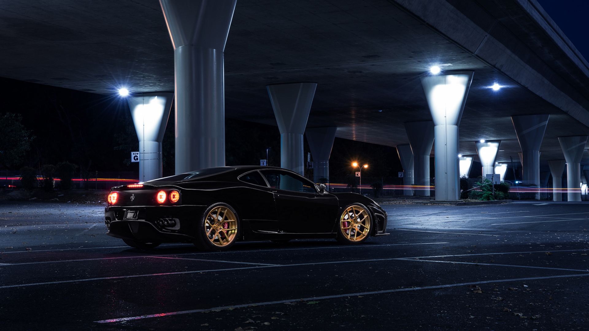 Обои Феррари 360 Модена, спорткар, Феррари 458, колесо, ночь в разрешении 1920x1080