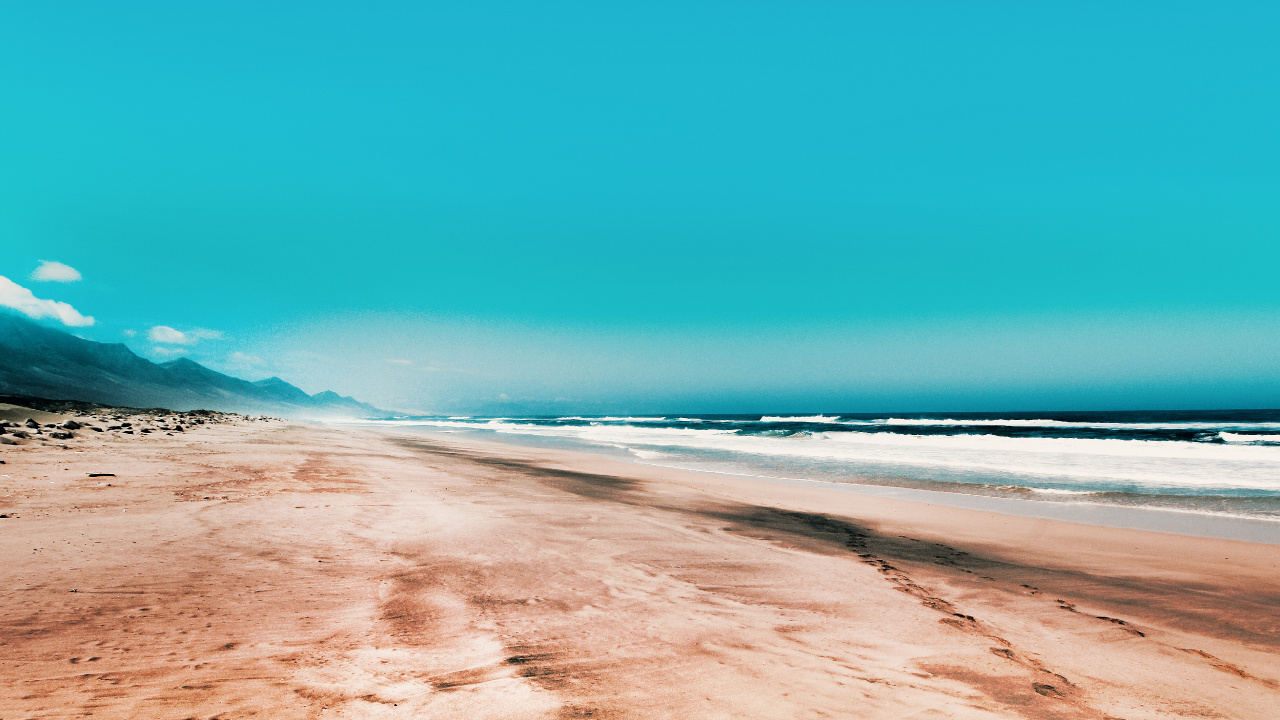 Обои пляж, берег, песок, синий, море в разрешении 1280x720