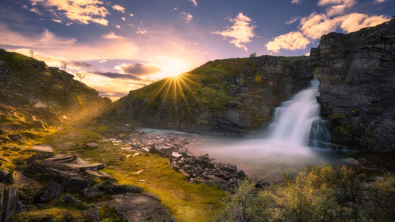 Обои природа, водопад, вода, водоток, Национального Парка Лиувин-Нейчерэлист в разрешении 1366x768