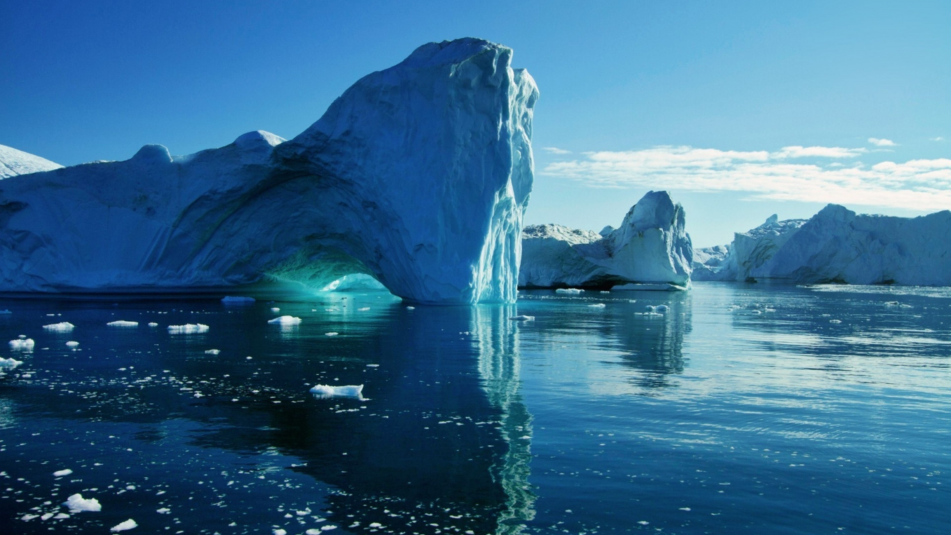 Обои айсберг, полярные льды, лед, морской лед, Северный Ледовитый океан в разрешении 1366x768
