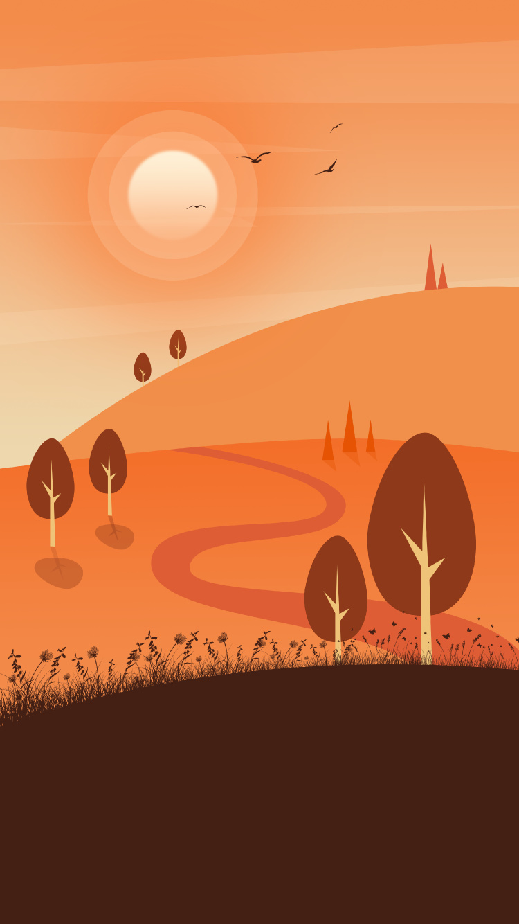 Обои силуэт травы, атмосфера, экорегион, природа, Оранжевый цвет в разрешении 750x1334