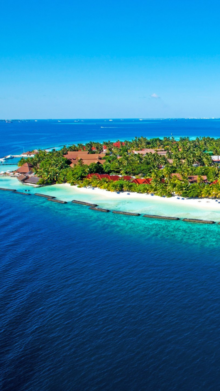 Обои Курумба Мальдивы, отпуск, прибежище, путешествие, Остров в разрешении 750x1334