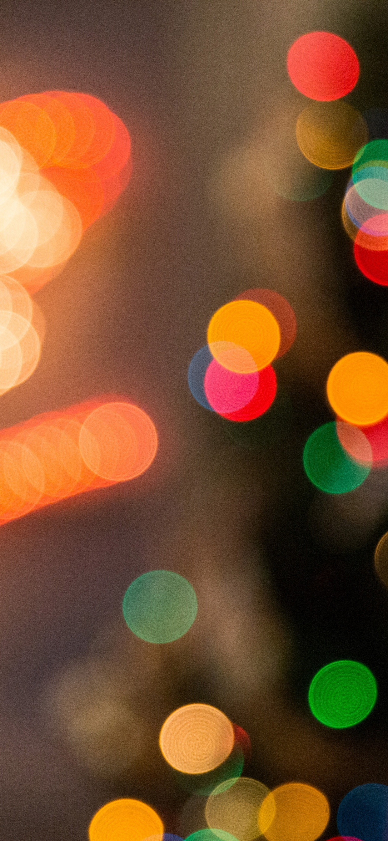 Обои боке, свет, освещение, Апельсин, Рождественские огни в разрешении 1242x2688