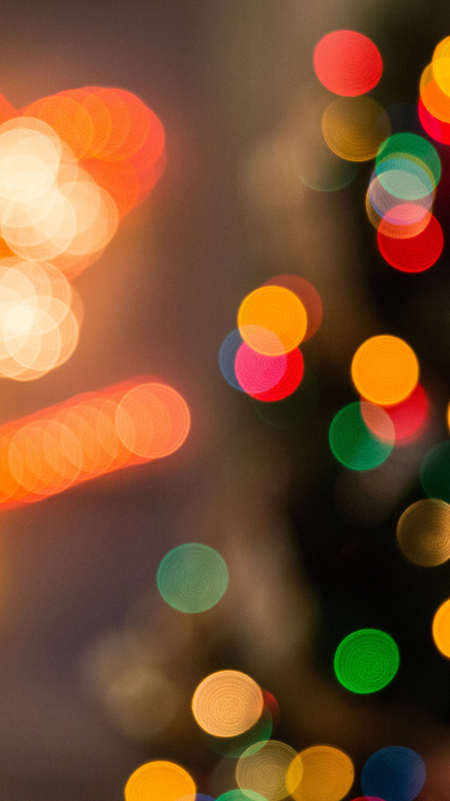 Обои боке, свет, освещение, Апельсин, Рождественские огни в разрешении 1440x2560