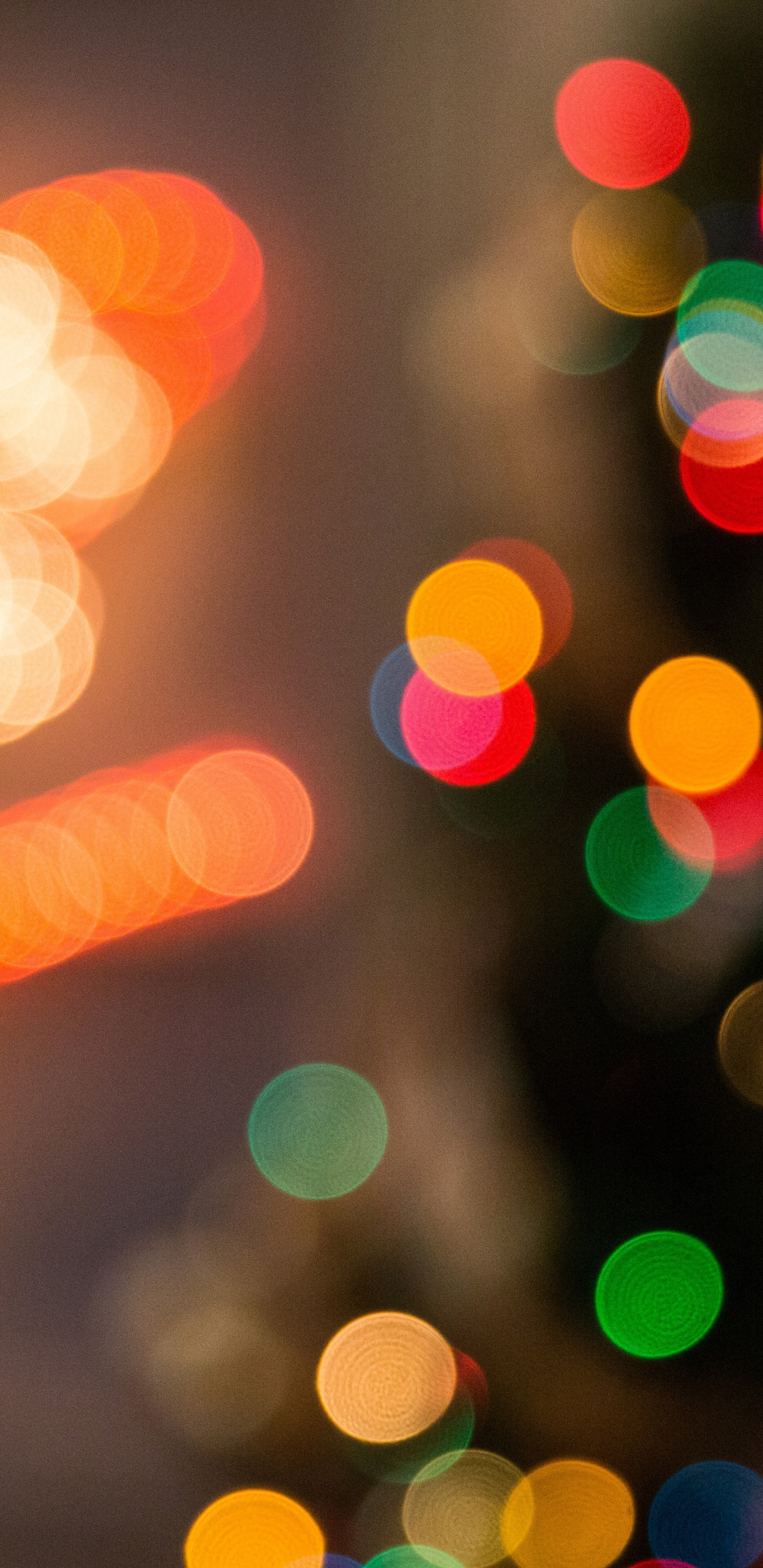 Обои боке, свет, освещение, Апельсин, Рождественские огни в разрешении 1440x2960