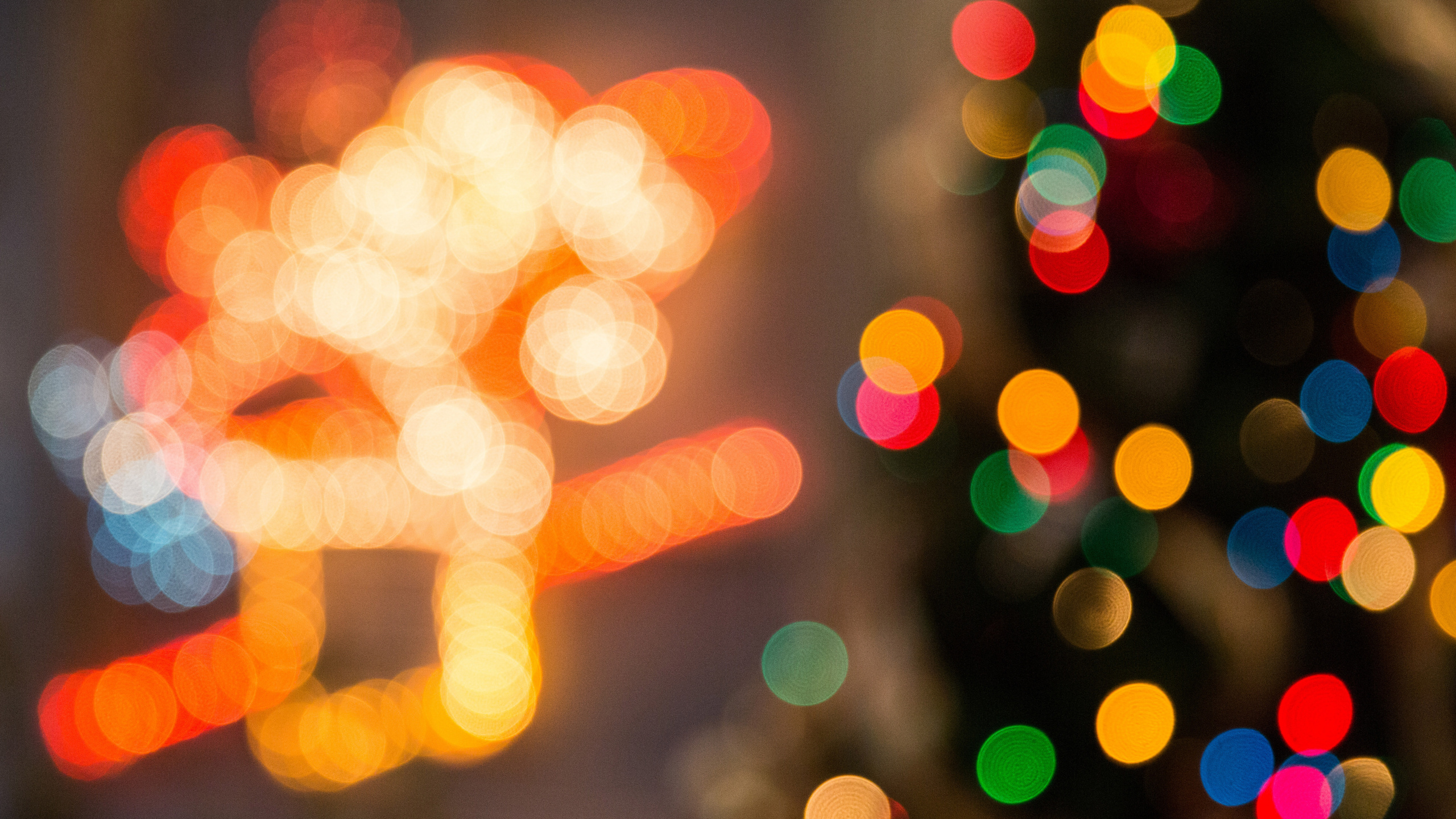 Обои боке, свет, освещение, Апельсин, Рождественские огни в разрешении 2560x1440