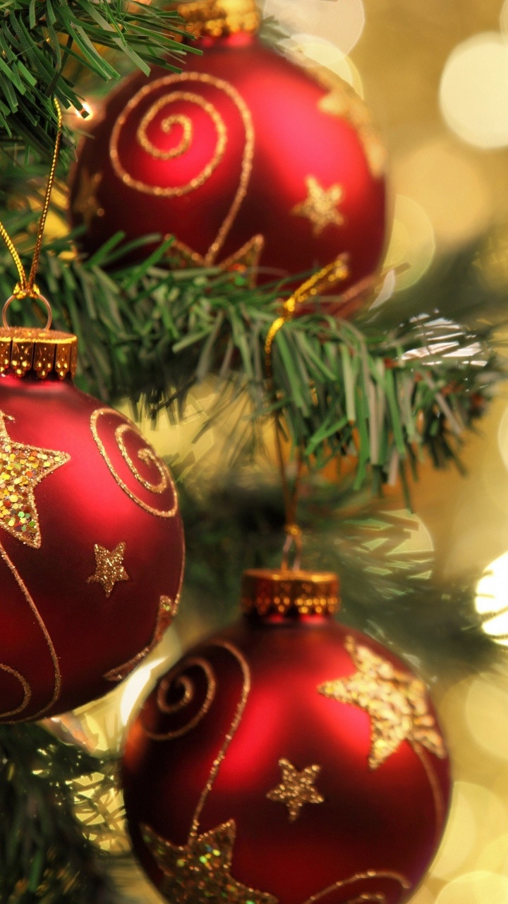 Обои Рождественский день, рождественский орнамент, Рождественские украшения, Рождество, елка в разрешении 720x1280