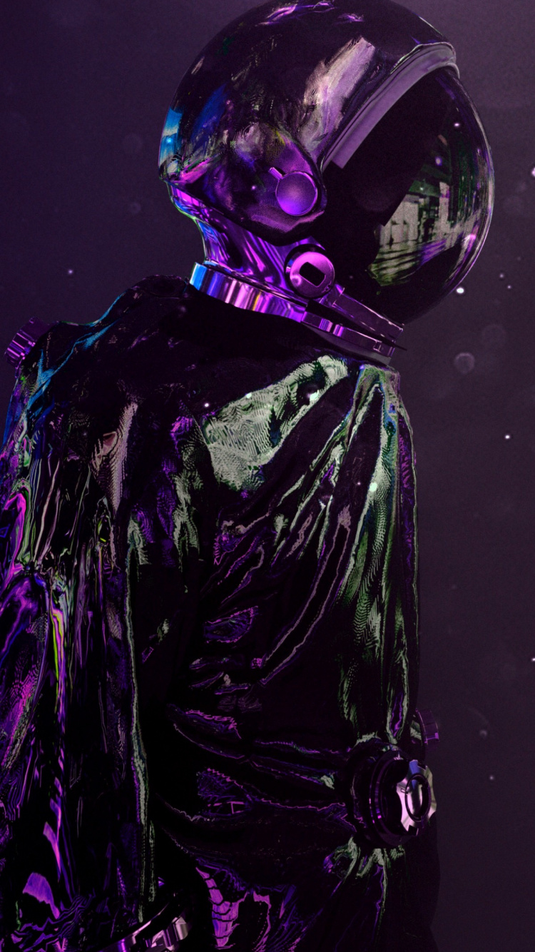 Обои темнота, астронавт, пурпур, Фиолетовый, пурпурный цвет в разрешении 750x1334