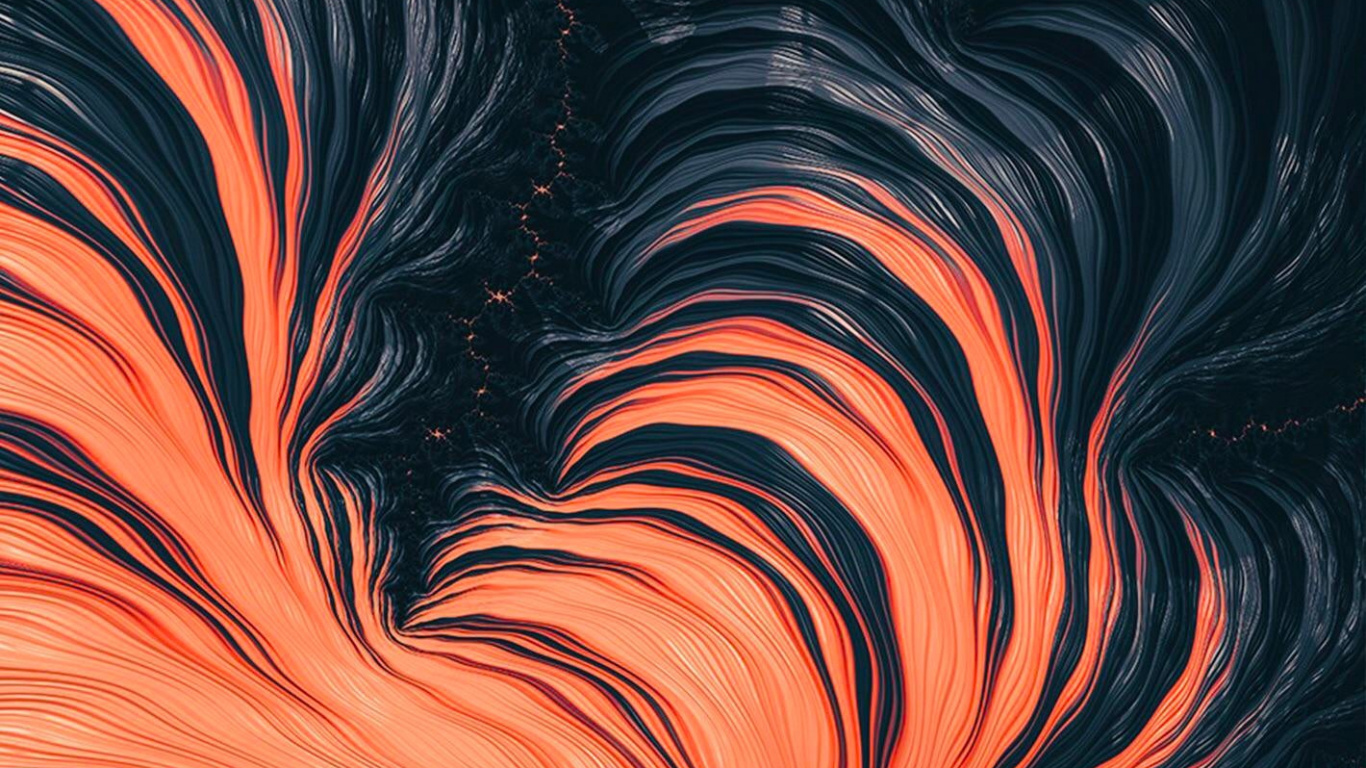 Обои лава, Оранжевый цвет, арт, живопись, линия в разрешении 1366x768