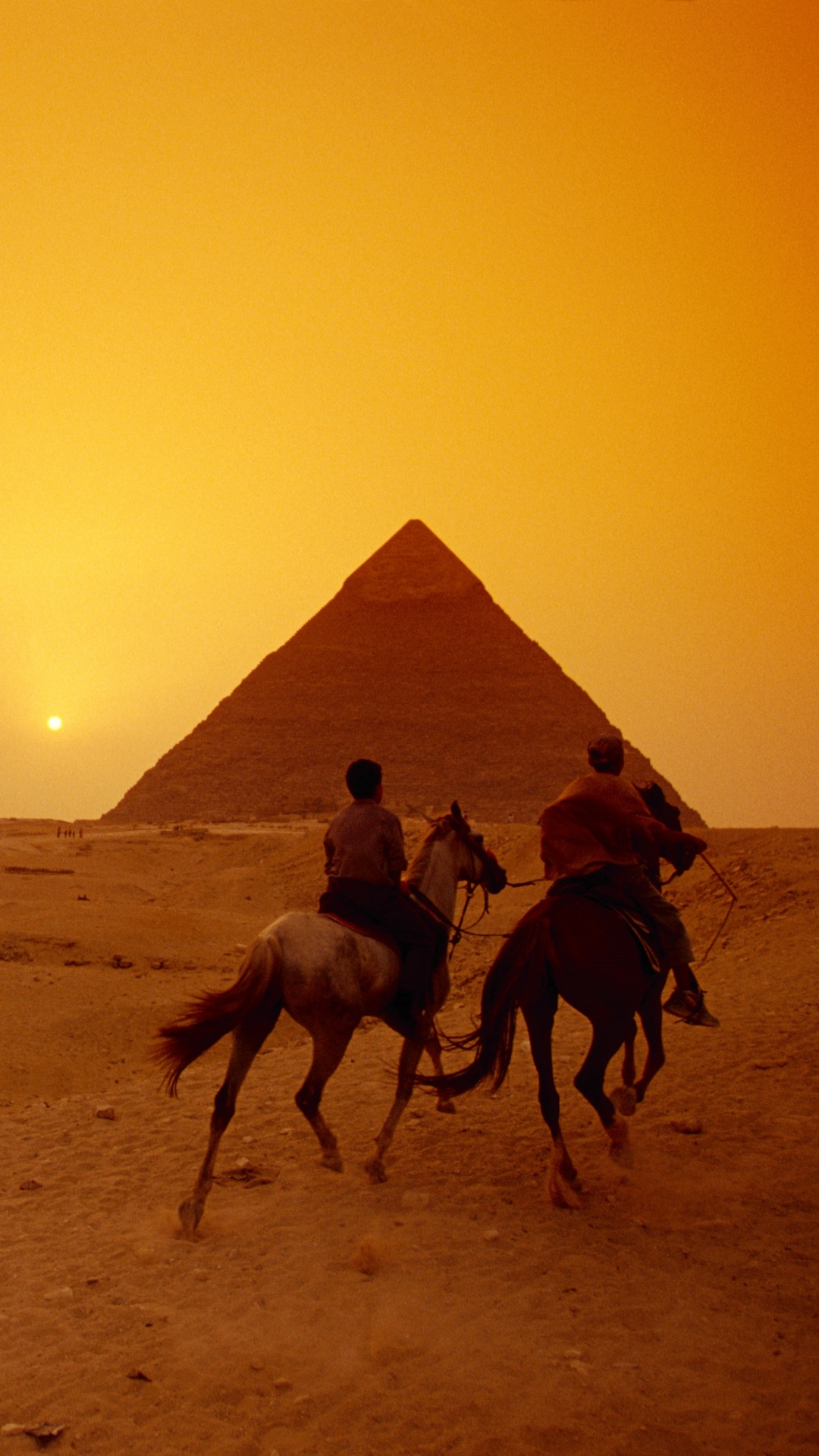 Обои верблюд, пустыня, арабский верблюд, пирамида, песок в разрешении 1080x1920