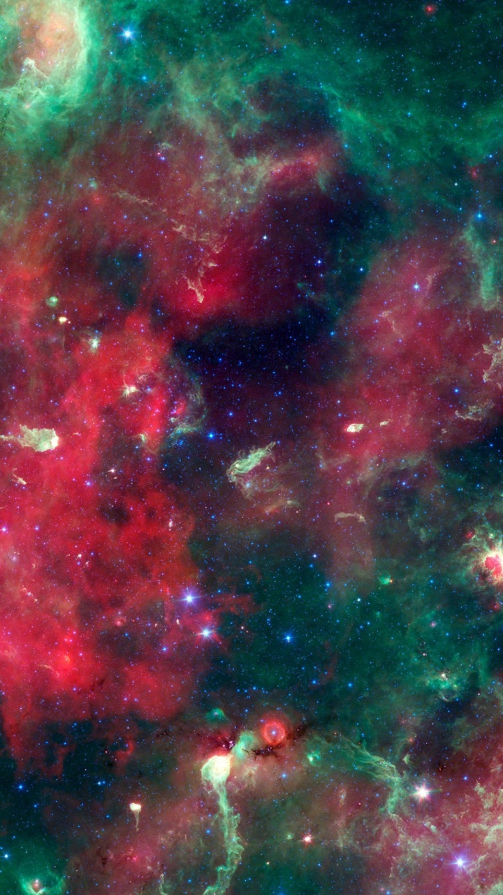 Обои туманность, астрономический объект, зеленый, космическое пространство, Галактика в разрешении 720x1280