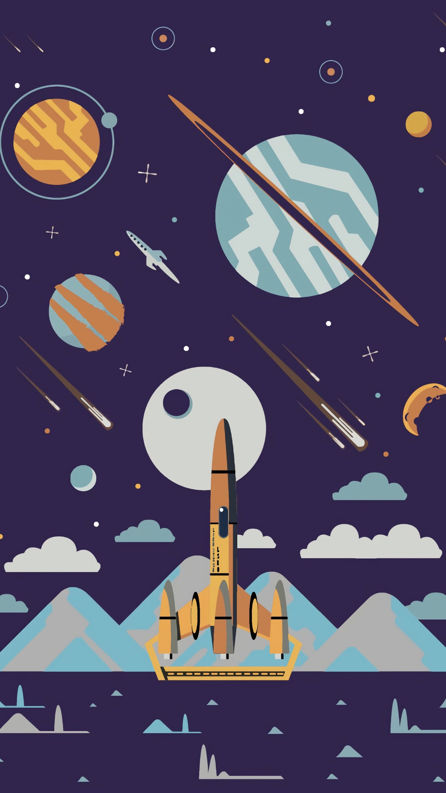 Обои постер, графический дизайн, арт, иллюстрация, ракета в разрешении 1440x2560