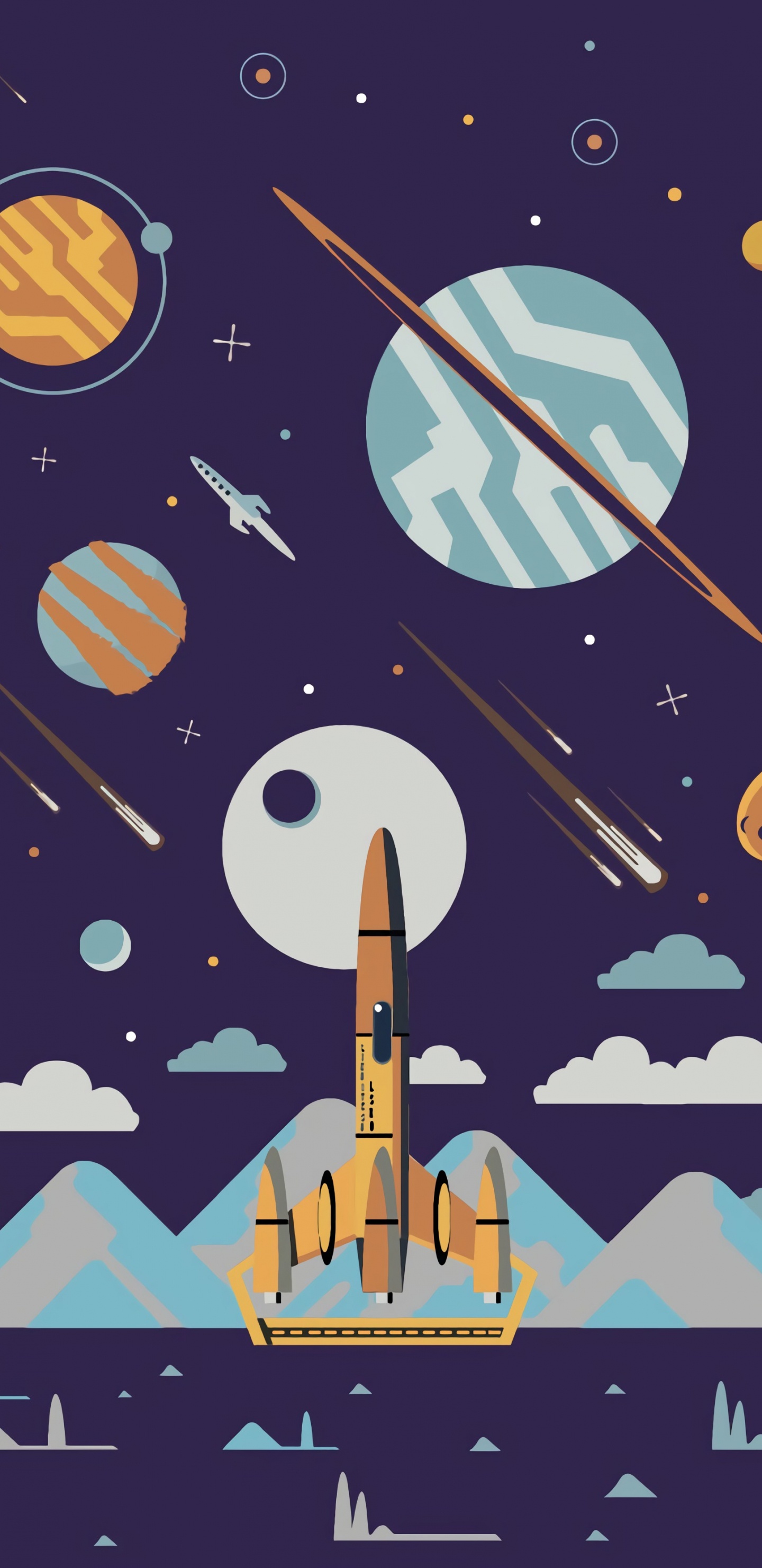 Обои постер, графический дизайн, арт, иллюстрация, ракета в разрешении 1440x2960