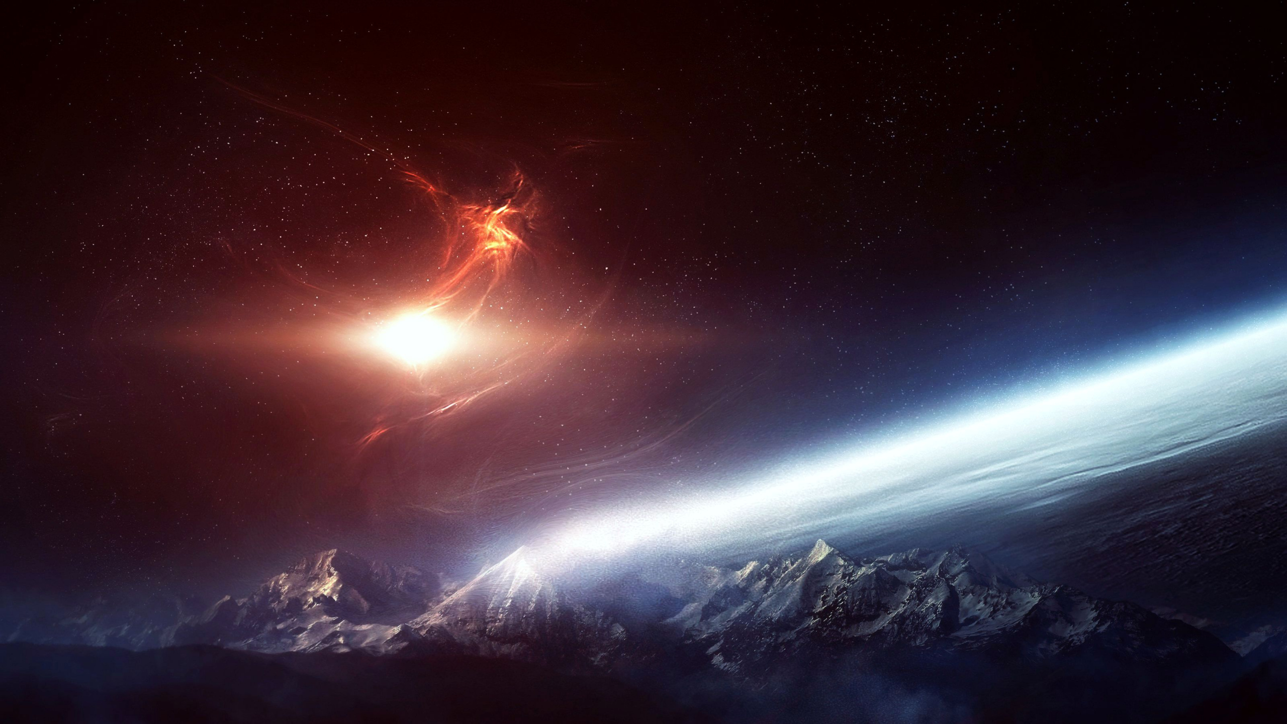 Обои атмосфера, космическое пространство, астрономический объект, космос, ночь в разрешении 2560x1440