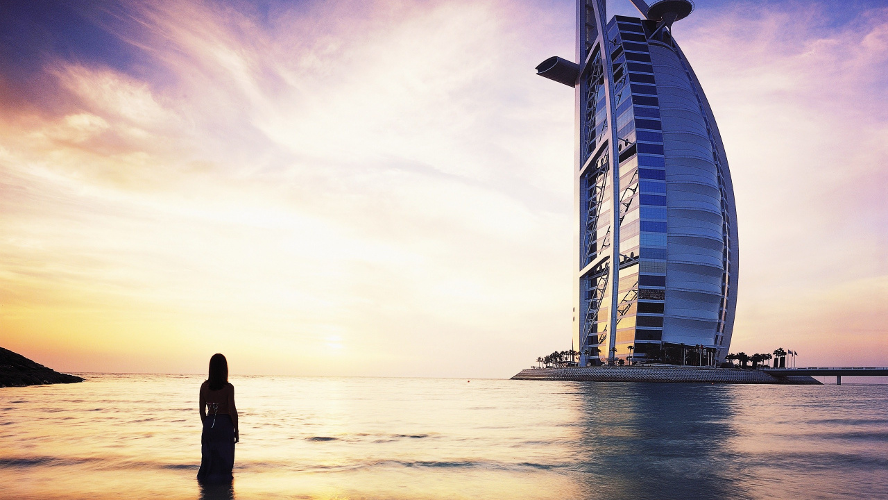 Обои Дубай, Бурдж Аль араб, Бурдж Халифа, Хотел, Джумейра в разрешении 1280x720