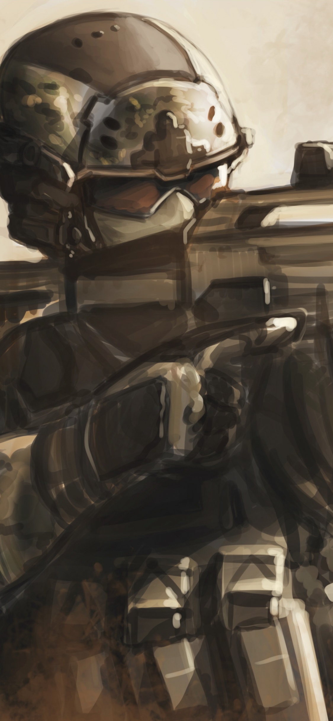 Обои солдат, орудие, военная организация, военнослужащие, call of duty black ops в разрешении 1125x2436