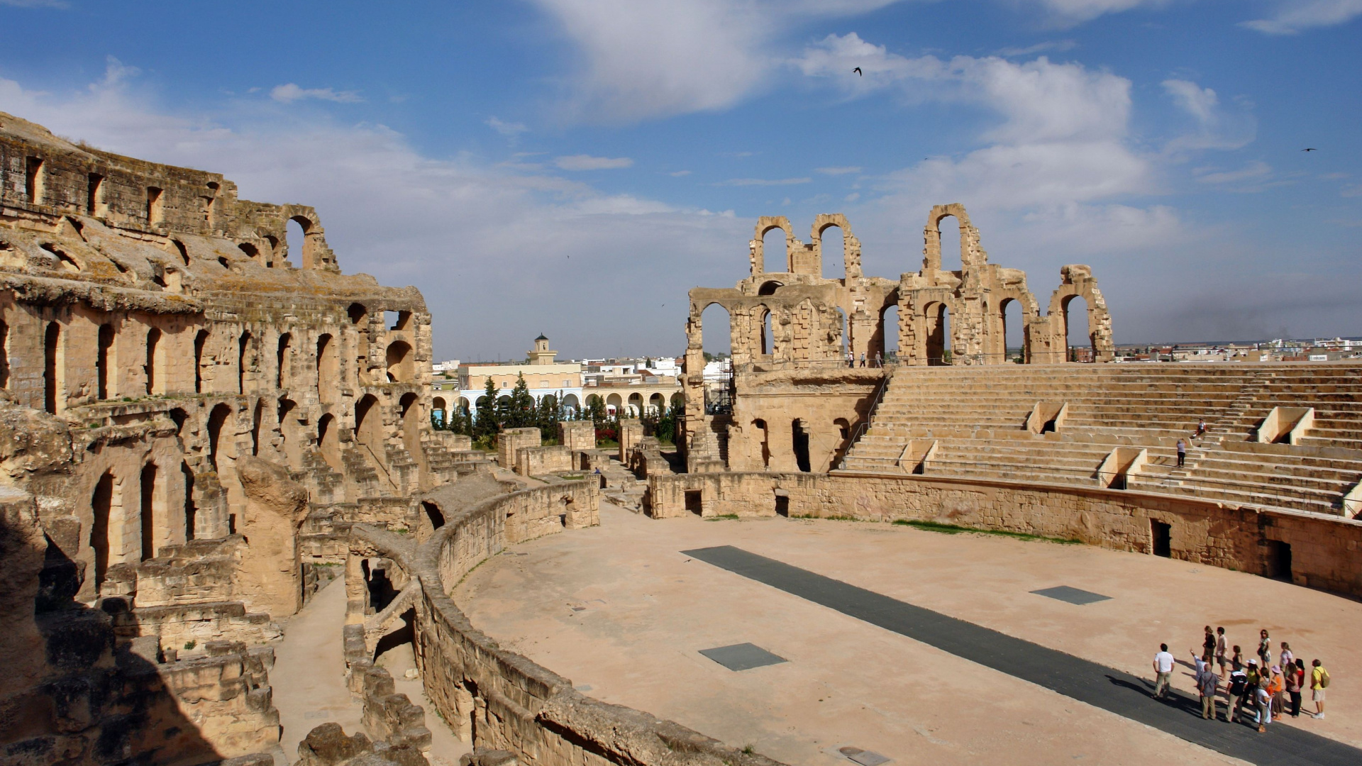 Обои амфитеатр в Эль Джеме, Карфаген, достопримечательность, туризм, историческое место в разрешении 1920x1080