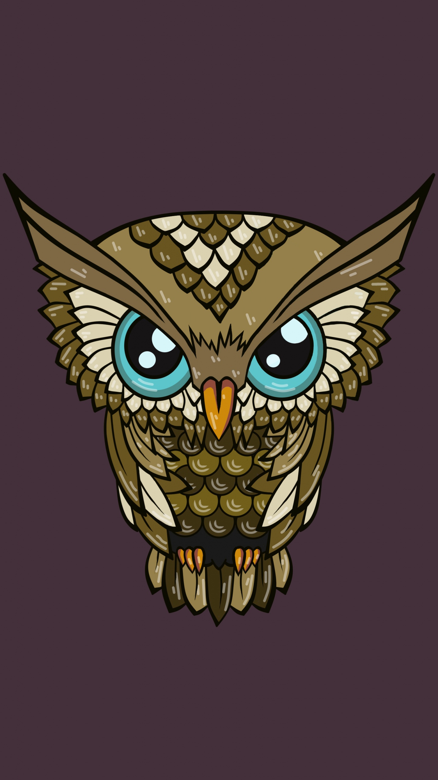 Обои сова, голова, иллюстрация, хищная птица, птица в разрешении 1440x2560