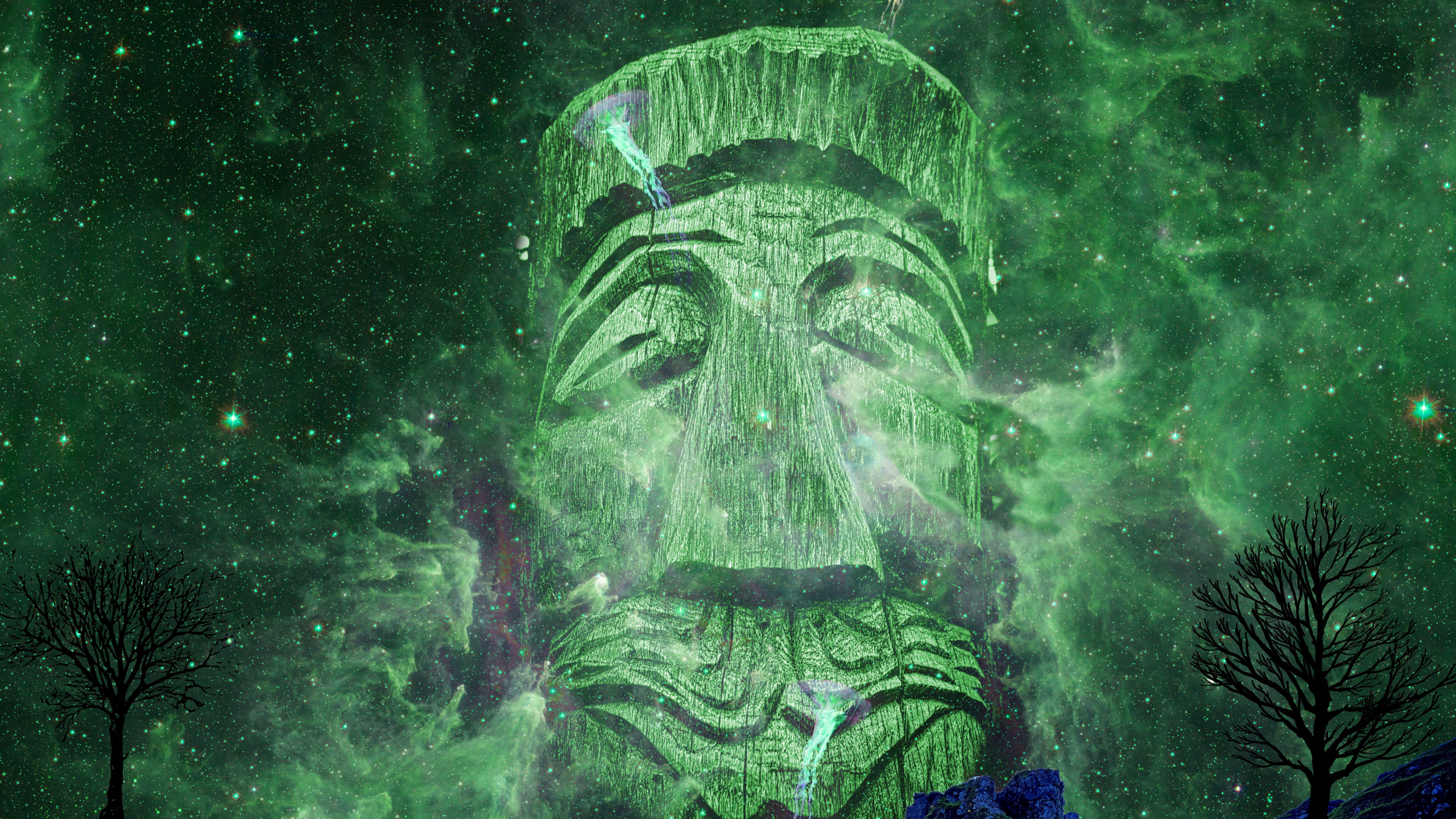 Обои зеленый, природа, свет, дерево, атмосфера в разрешении 2560x1440