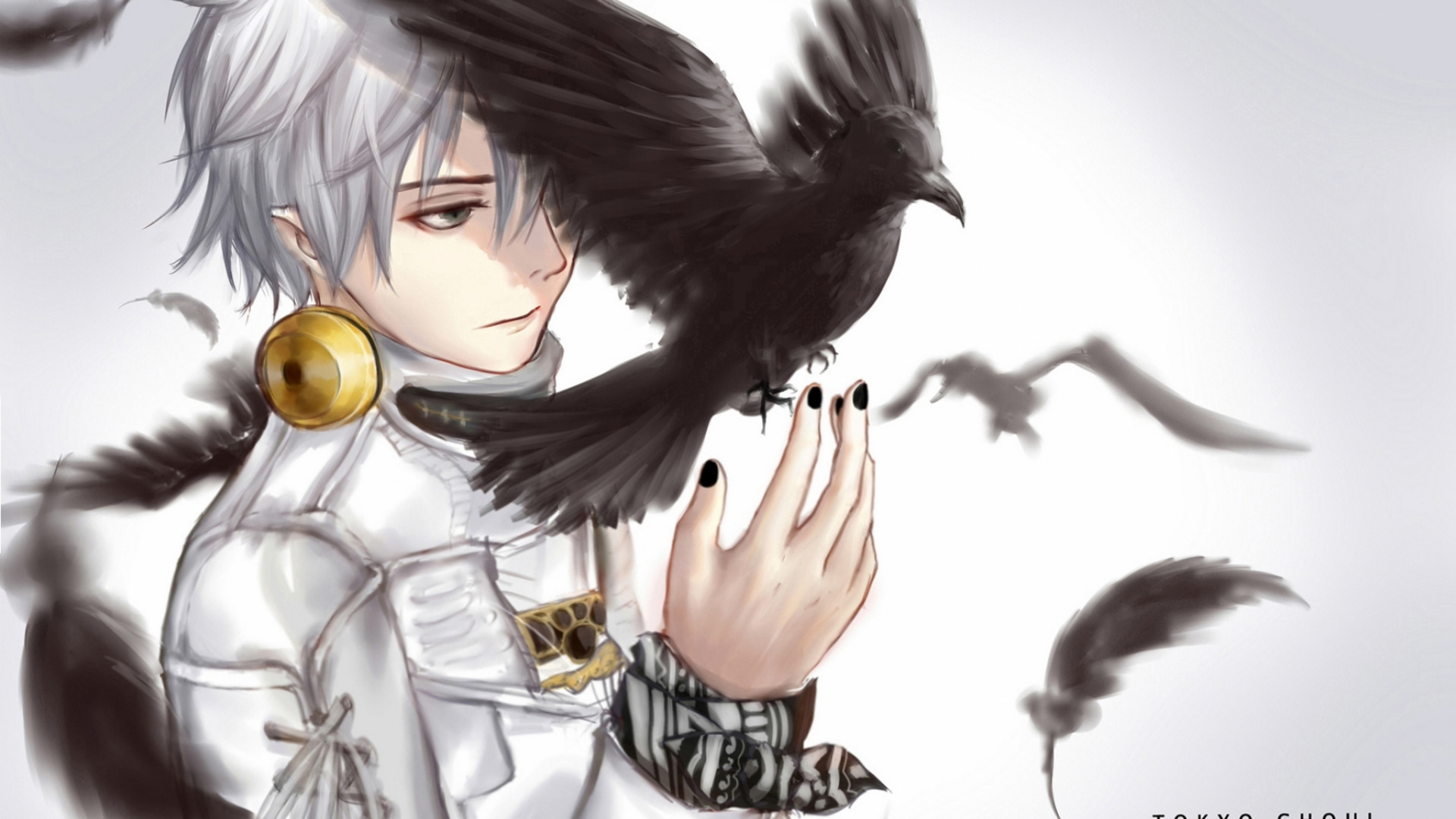 Обои Кен kaneki, Токио вурдалак, иллюстрация, каштановые волосы, сверхъестественное существо в разрешении 1920x1080