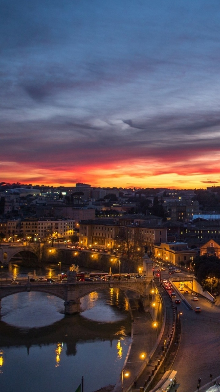 Обои Собор Св Петра, Исторический центр Рима, закат, сумрак, облако в разрешении 720x1280