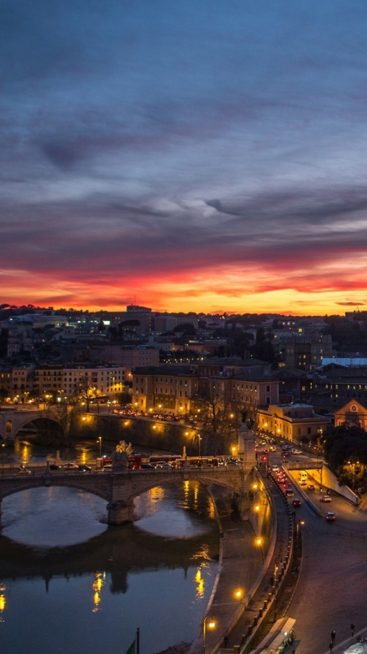 Обои Собор Св Петра, Исторический центр Рима, закат, сумрак, облако в разрешении 750x1334