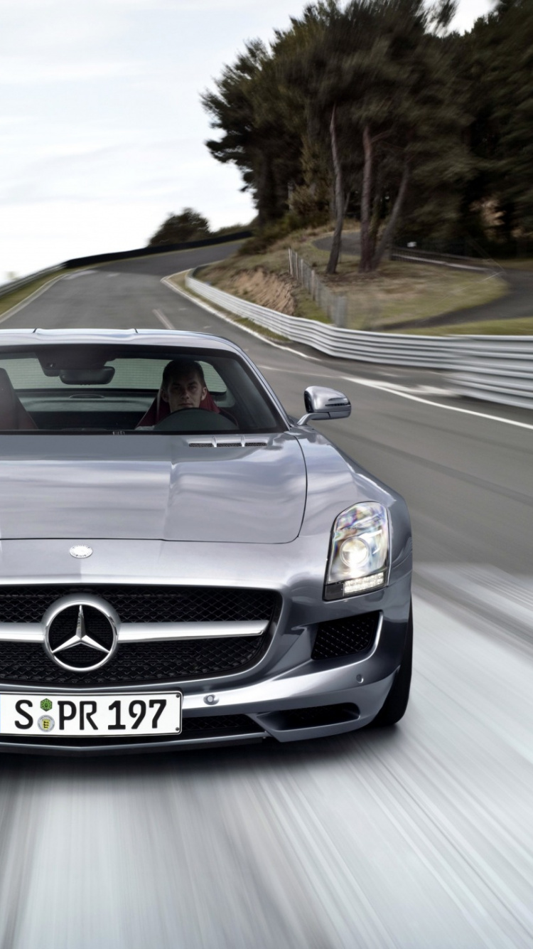 Обои mercedes benz sls amg, авто, спорткар, mercedes benz sl class, международный автосалон в Германии в разрешении 750x1334