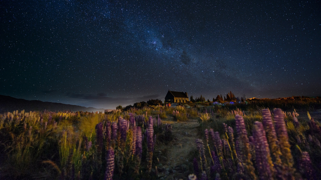 Обои ночь, природа, звезда, пейзаж, атмосфера в разрешении 1280x720