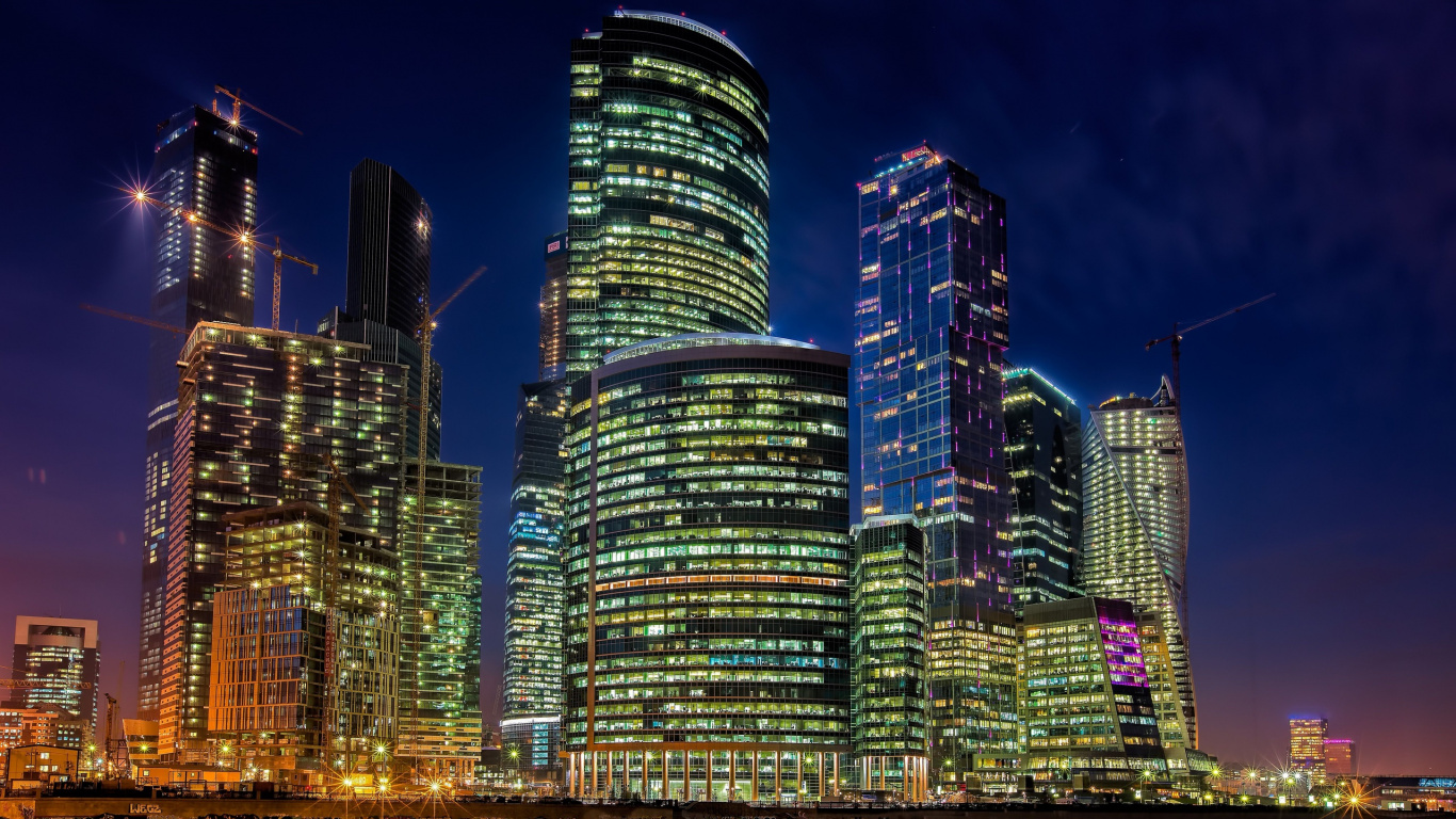 Обои город, городской пейзаж, метрополия, небоскреб, городской район в разрешении 1366x768