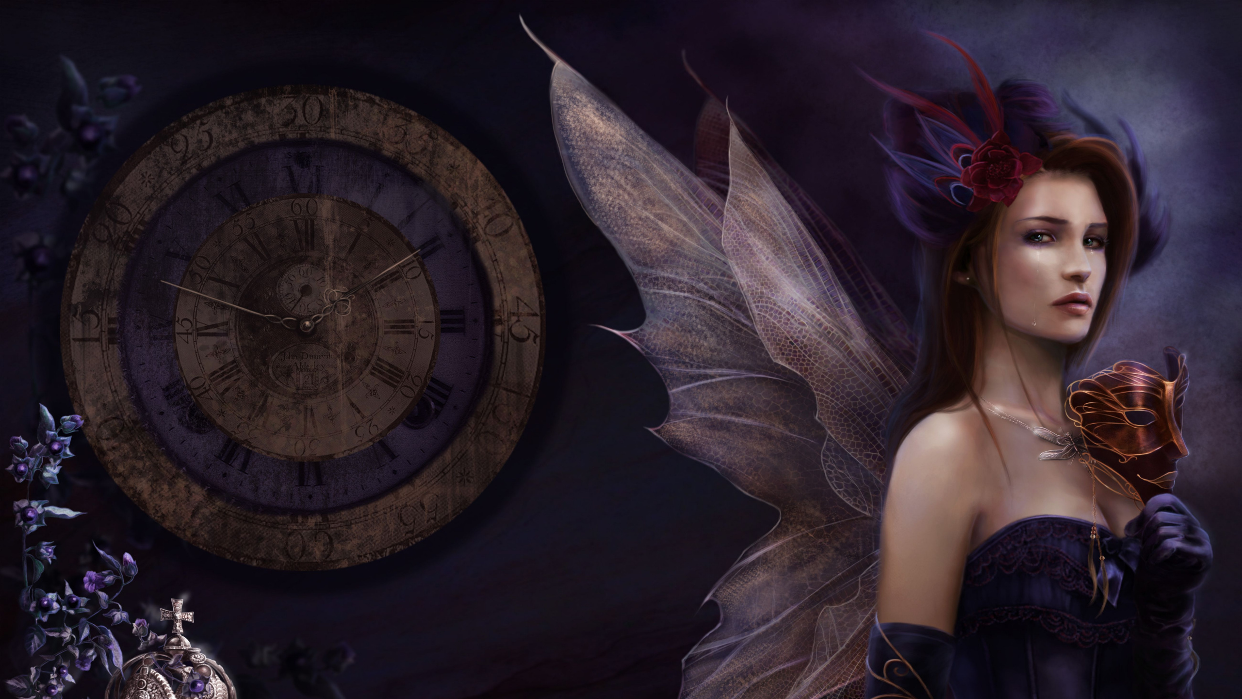 Обои фея, мифология, темнота, субкультуры, черные волосы в разрешении 2560x1440